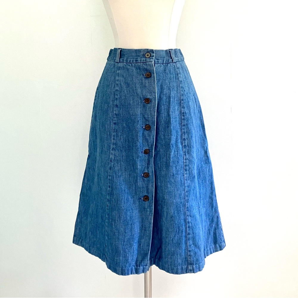Vintage 60’s Loincloths denim blue jean button up skirt